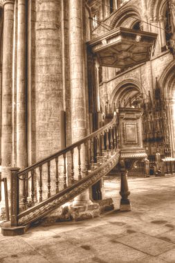 Peterborough katedral minber Hdr sepya sesi