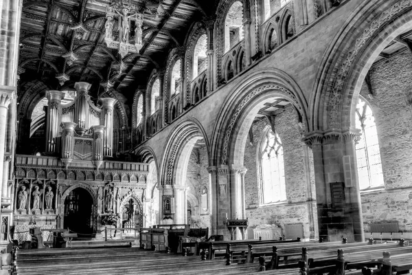 St Davids kathedraal bogen in Nave Hdr Bw — Stockfoto