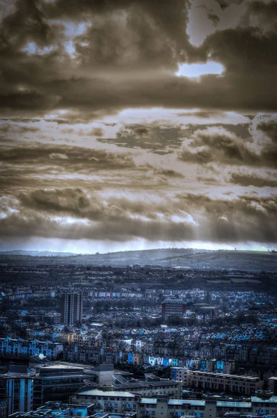 Clouds over Bristol HDR split toning — Stock Photo, Image