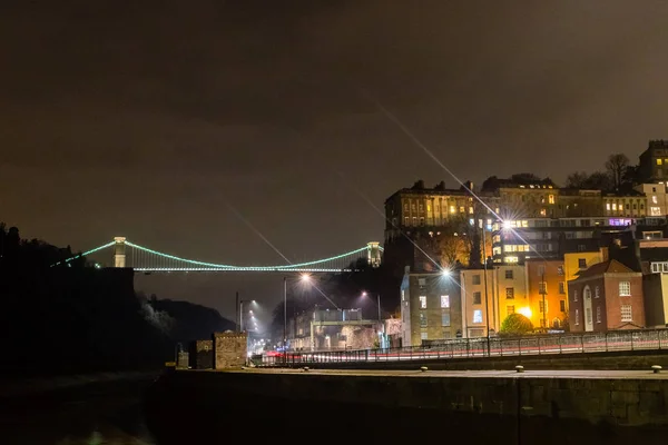 North view of Clifton Suspension Bridge Bristol by night — Stock Photo, Image