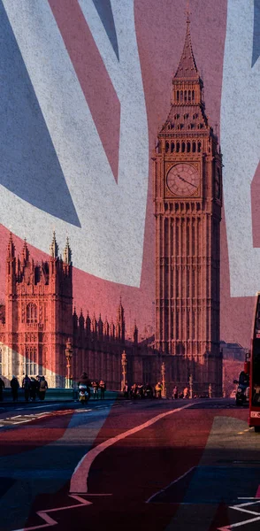 Londra büyük İngiliz bayrağı Union Jack ile harmanlanmış Ben