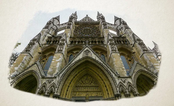 Художественное видение Вестминстерского аббатства Северный фасад Лондона — стоковое фото