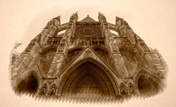Seppia Visione della facciata nord Westminster Abbey Londra — Foto Stock
