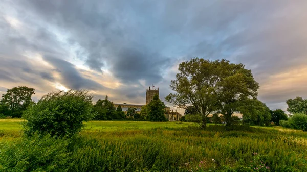 Tewkesbury Abbey Güney görünümü C — Stok fotoğraf