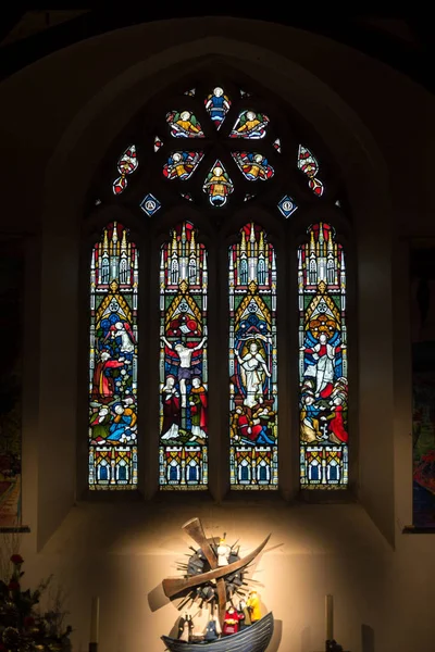 Gereja St Peter Altar Kaca Bernoda, Portishead — Stok Foto