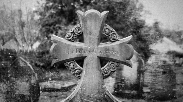 Begraafplaats Cross In geliefde geheugen Fine Art — Stockfoto