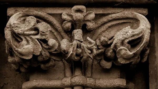 Columna Capital B Fachada Oeste de la Catedral de Wells — Foto de Stock