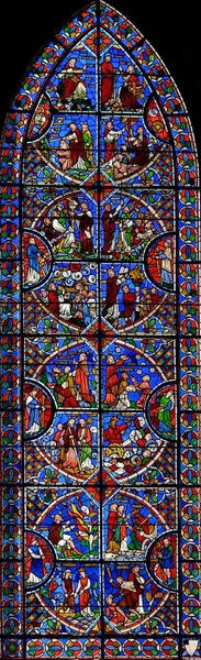 彩色玻璃林肯大教堂中殿柳叶刀窗口 — 图库照片