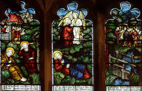Allerheiligen kerk gebrandschilderd glas Lady Chapel B Top paneel — Stockfoto