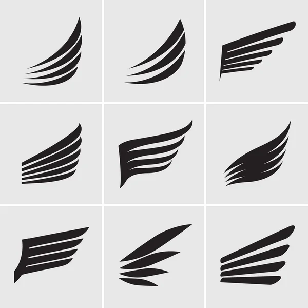 Schwarze Flügel. Vektorsymbole. — Stockvektor