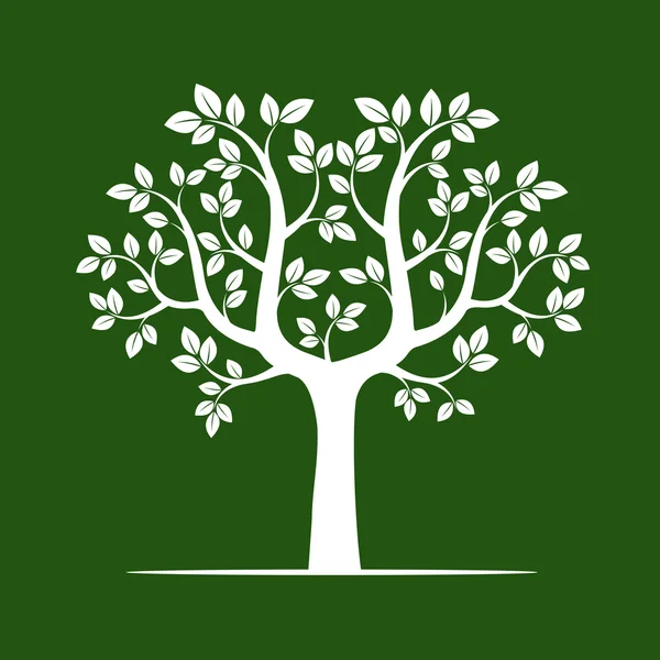 Forma de árbol blanco y fondo verde. Ilustración vectorial . — Archivo Imágenes Vectoriales
