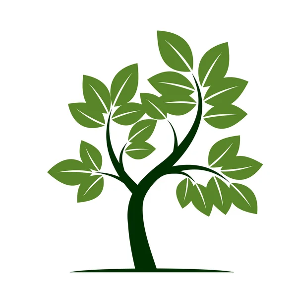 Shape of Tree with Green Leafs. Vector Illustration. — Stock Vector