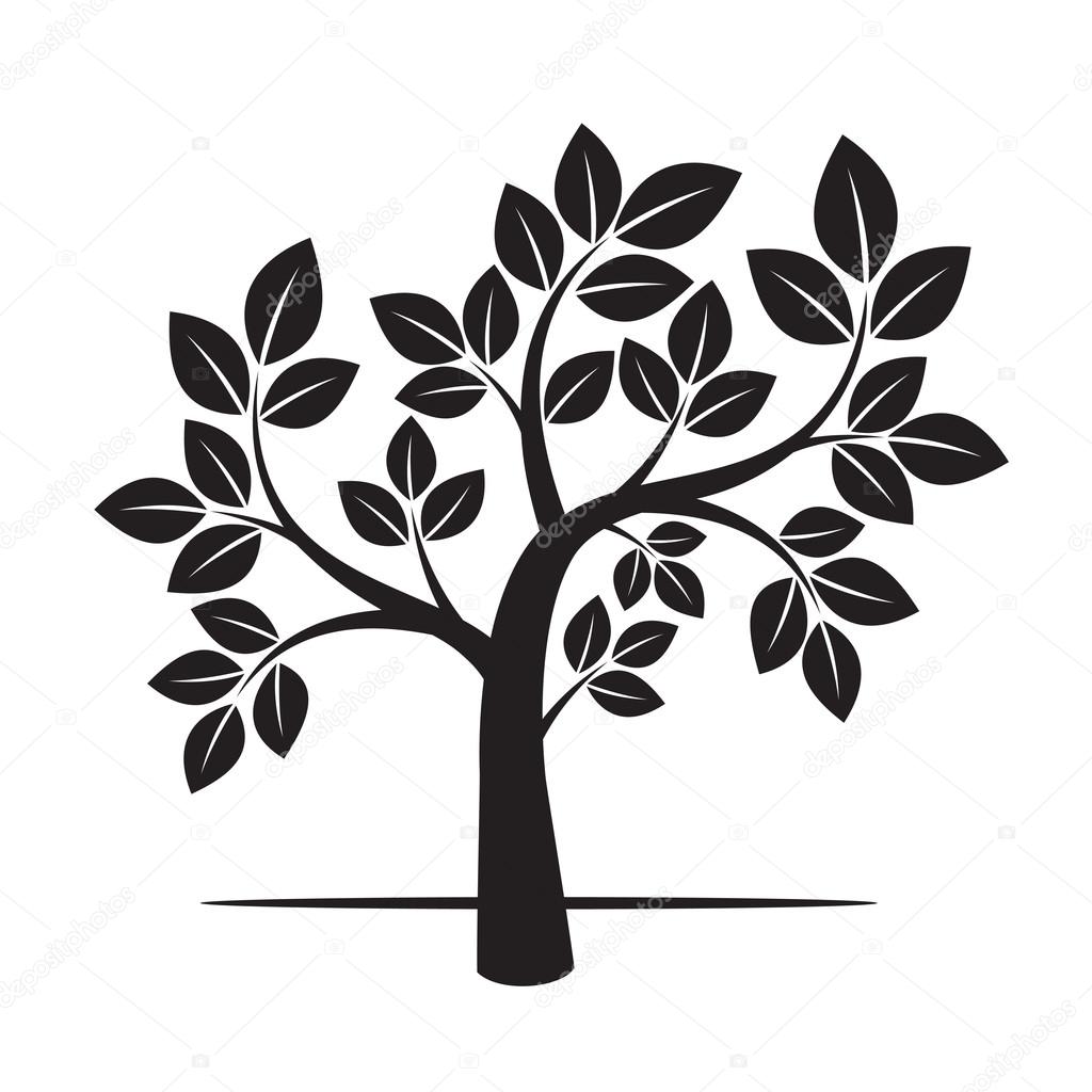 Shape of Tree with Green Leafs. Vector Illustration.