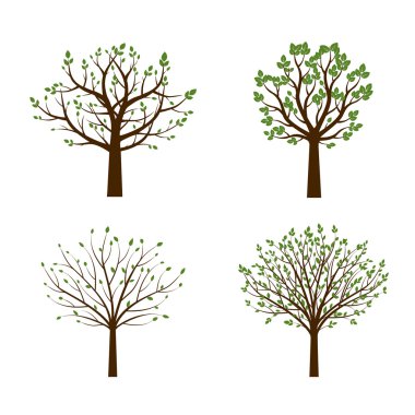 Vektör ağaçlar kümesi. Vektör çizim. Park ve doğa