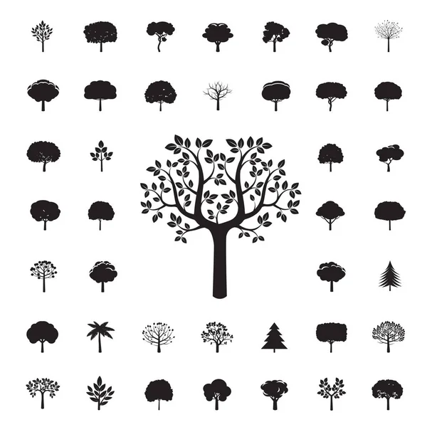 Colección de árboles negros. Iconos vectoriales . — Vector de stock