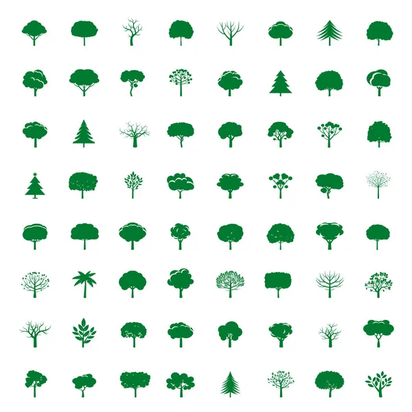 Coleção de árvores verdes. Ícones vetoriais . — Vetor de Stock