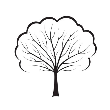 Siyah vektör ağaç. Vektör çizim. Park ve doğa.