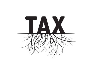 Vergi işareti ve kökleri. Siyah vektör çizim.