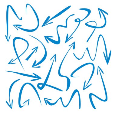 Mavi oklar kümesi. Vektör çizim ve grafik öğeleri.