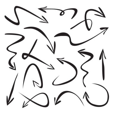 Siyah vektör okları kümesi. Çizim şekil.