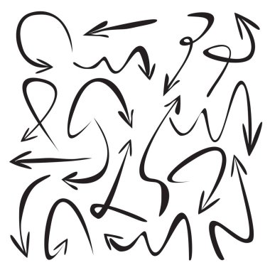 Siyah vektör okları kümesi. Çizim şekil.