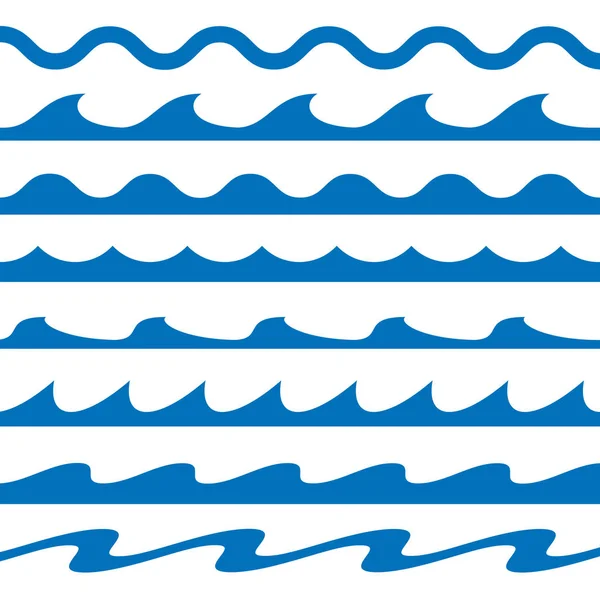 白い背景の青い水波アイコンを設定します。ベクトル図 — ストックベクタ
