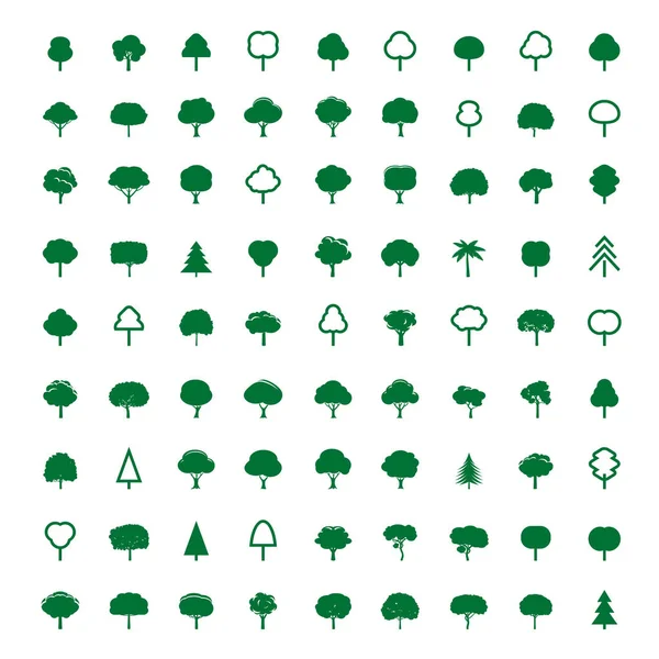 绿树的集合。矢量图标. — 图库矢量图片