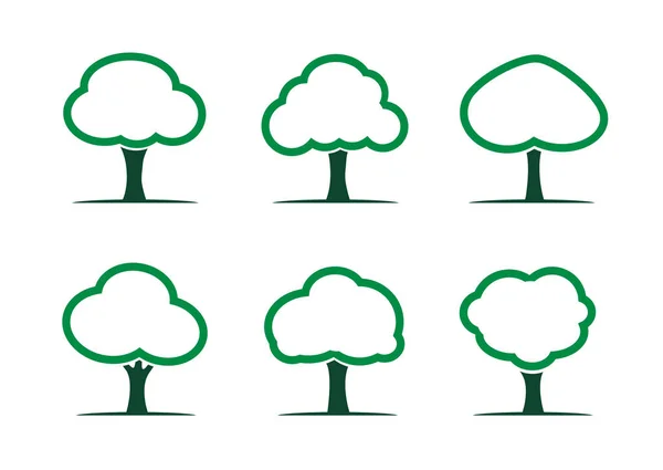 Набор зеленых деревьев. Векторная иллюстрация . — стоковый вектор
