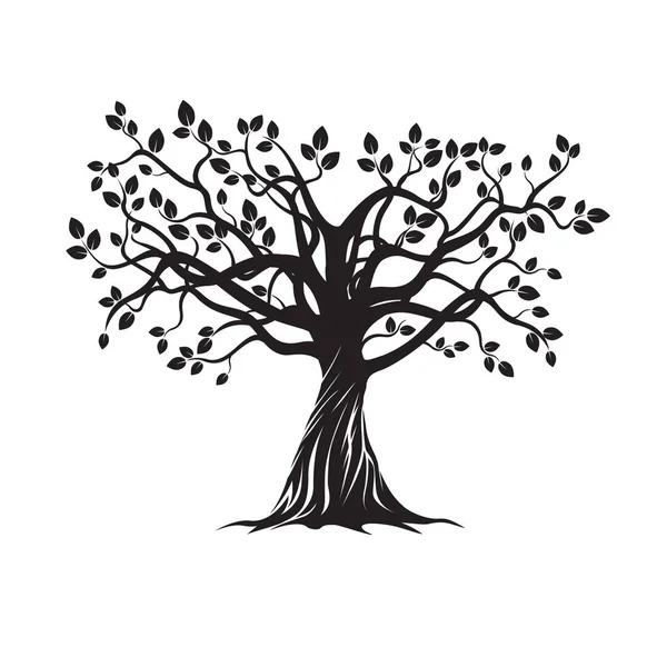 Black Tree and Roots. Vector Illustration. — Stock Vector