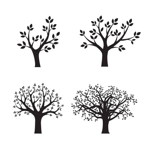 Establecer árboles vectoriales negros. Ilustración vectorial. Parque y naturaleza . — Vector de stock