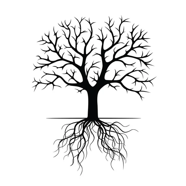 Siyah ağaç kökleri ile. Vektör çizim.