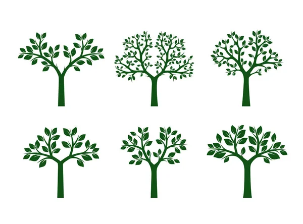 Collectie van groene bomen. Vectorillustratie. — Stockvector