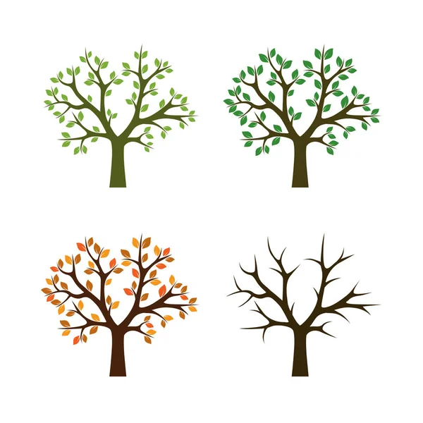 Cuatro árboles de temporada Vector Ilustración . — Archivo Imágenes Vectoriales