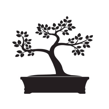 Siyah Bonsai ağacı. Vektör çizim.