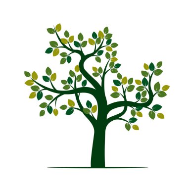 Yeşil ağaç. Vektör çizim.