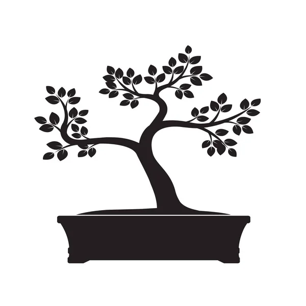 Svart bonsaiträd. Vektorillustration. — Stock vektor