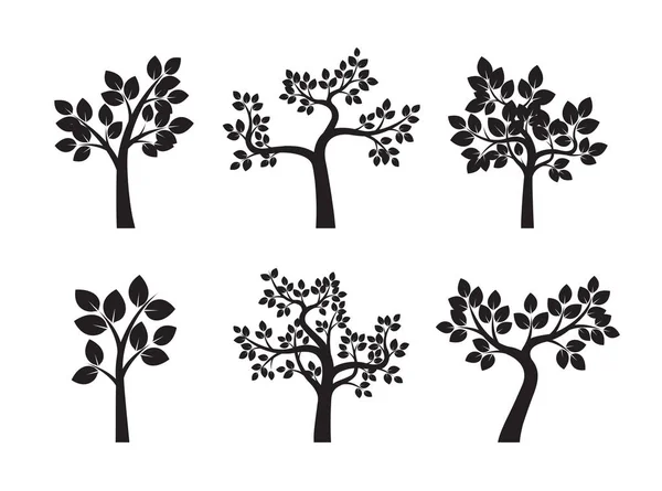 Set d'arbres noirs. Illustration vectorielle . — Image vectorielle