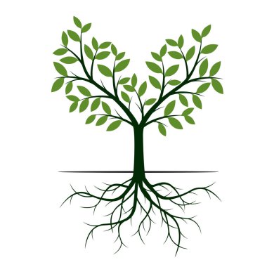 Yeşil ağaç yapraklar. Vektör çizim.