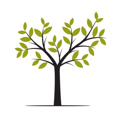 Yeşil siyah ağaç yapraklar. Vektör çizim.