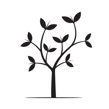 Siyah ağaç ve yapraklar. Vektör çizim.