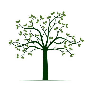 Beyaz arka planda yeşil ağaç. Vektör illüstrasyonu.