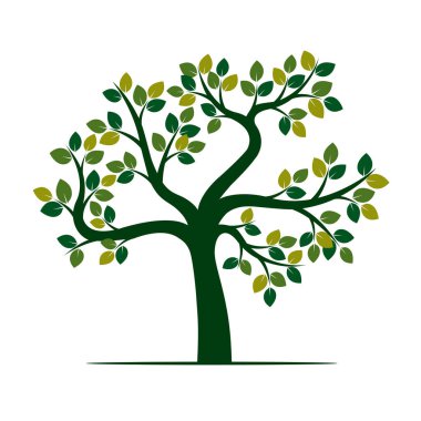 Yeşil ağaç. Vektör çizim.