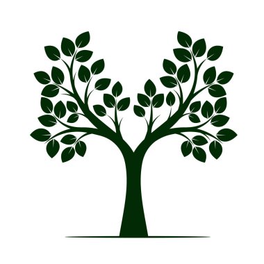 Yeşil renk ağaç. Vektör çizim.