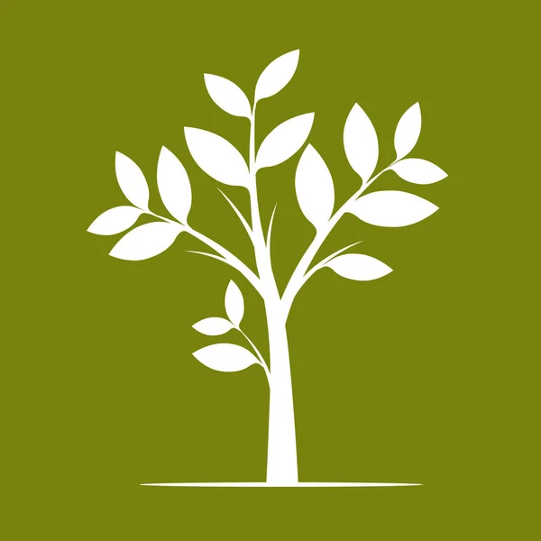 Weißer Baum auf grünem Hintergrund. Vektorillustration. — Stockvektor