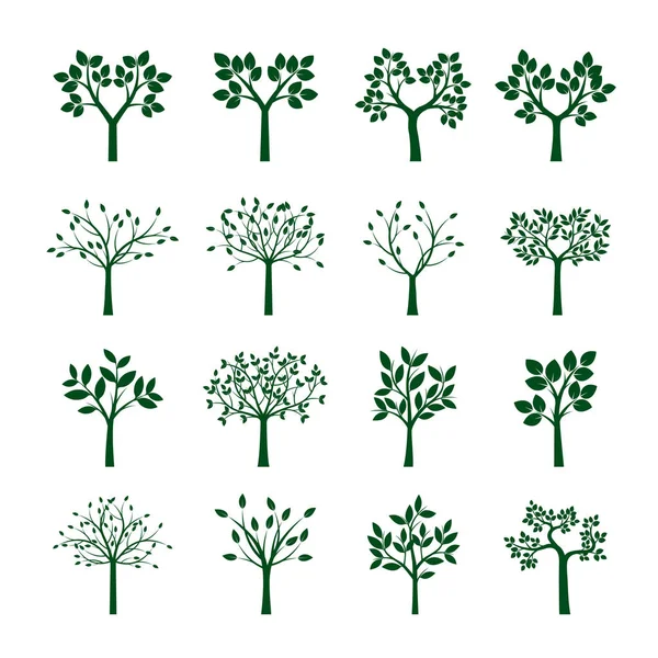 Ensemble d'arbres verts. Illustration vectorielle . — Image vectorielle