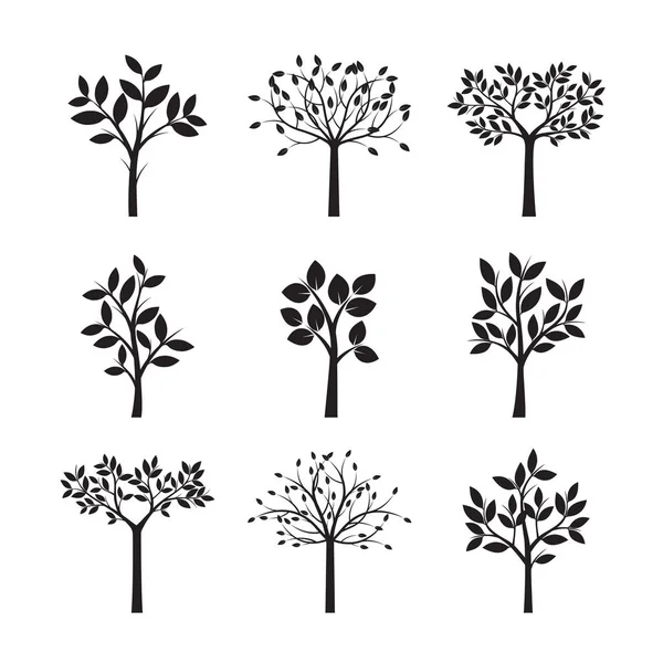 Ensemble d'arbres noirs. Illustration vectorielle . — Image vectorielle