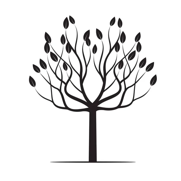 Black Tree with Leafs. Vector Illustration. — Stock Vector