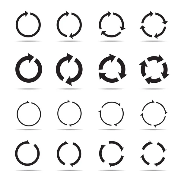 Conjunto de flechas vectoriales círculo negro. — Vector de stock