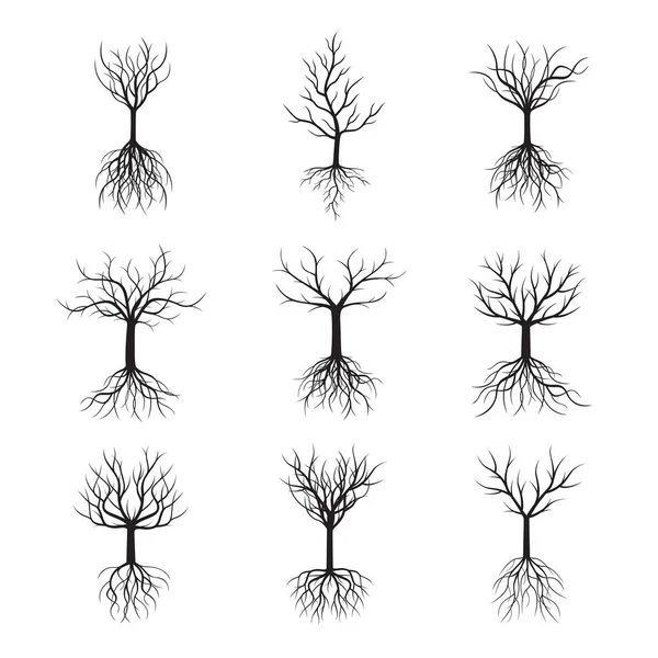 Bäume ohne Blätter setzen. Vektorillustration. — Stockvektor