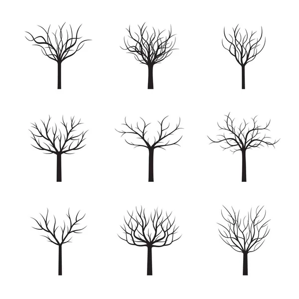 Набір чорний зимові дерева без листя. Векторні ілюстрації. — стоковий вектор